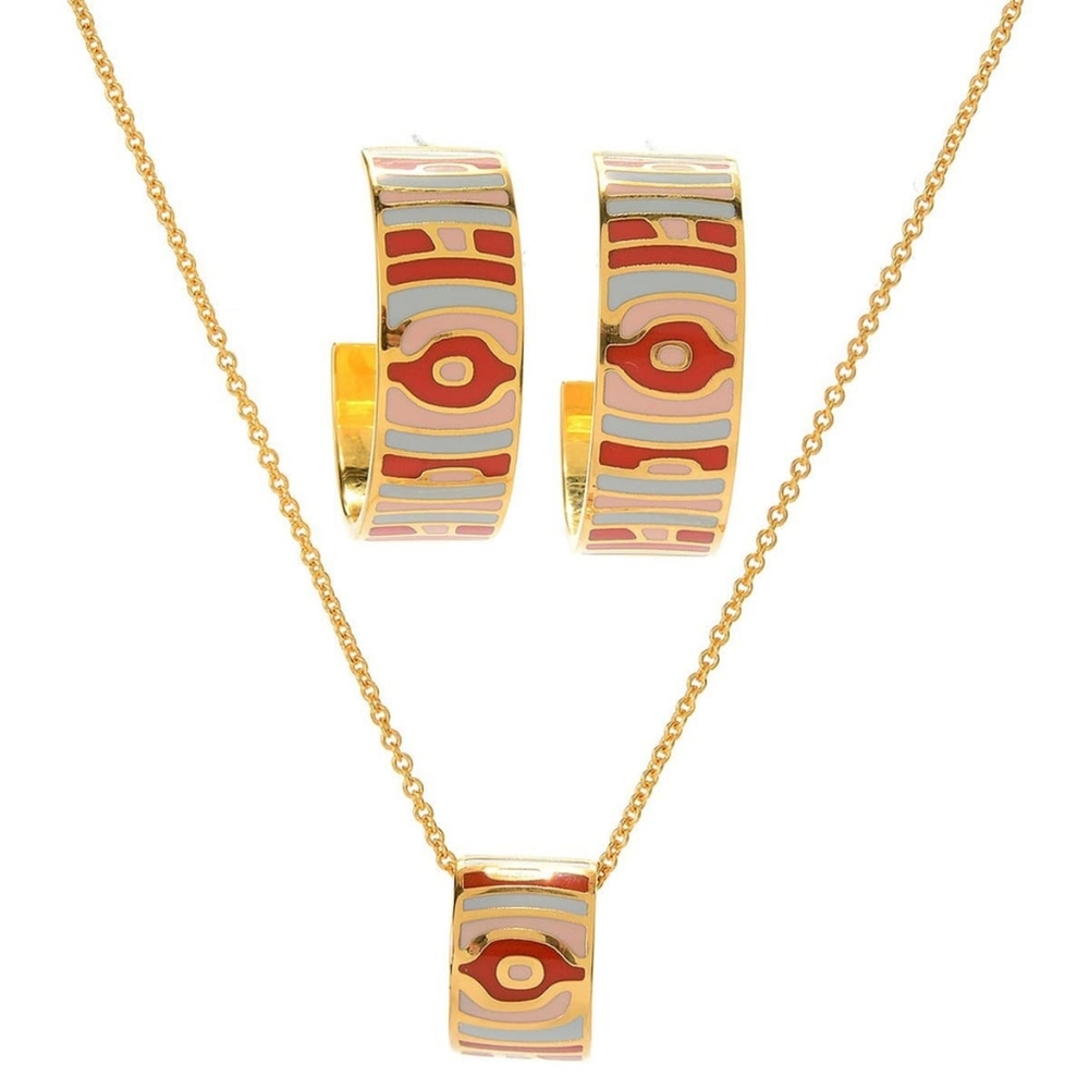 Samuel B gold plated necklace & earrings set, gold - Picture 1 of 7